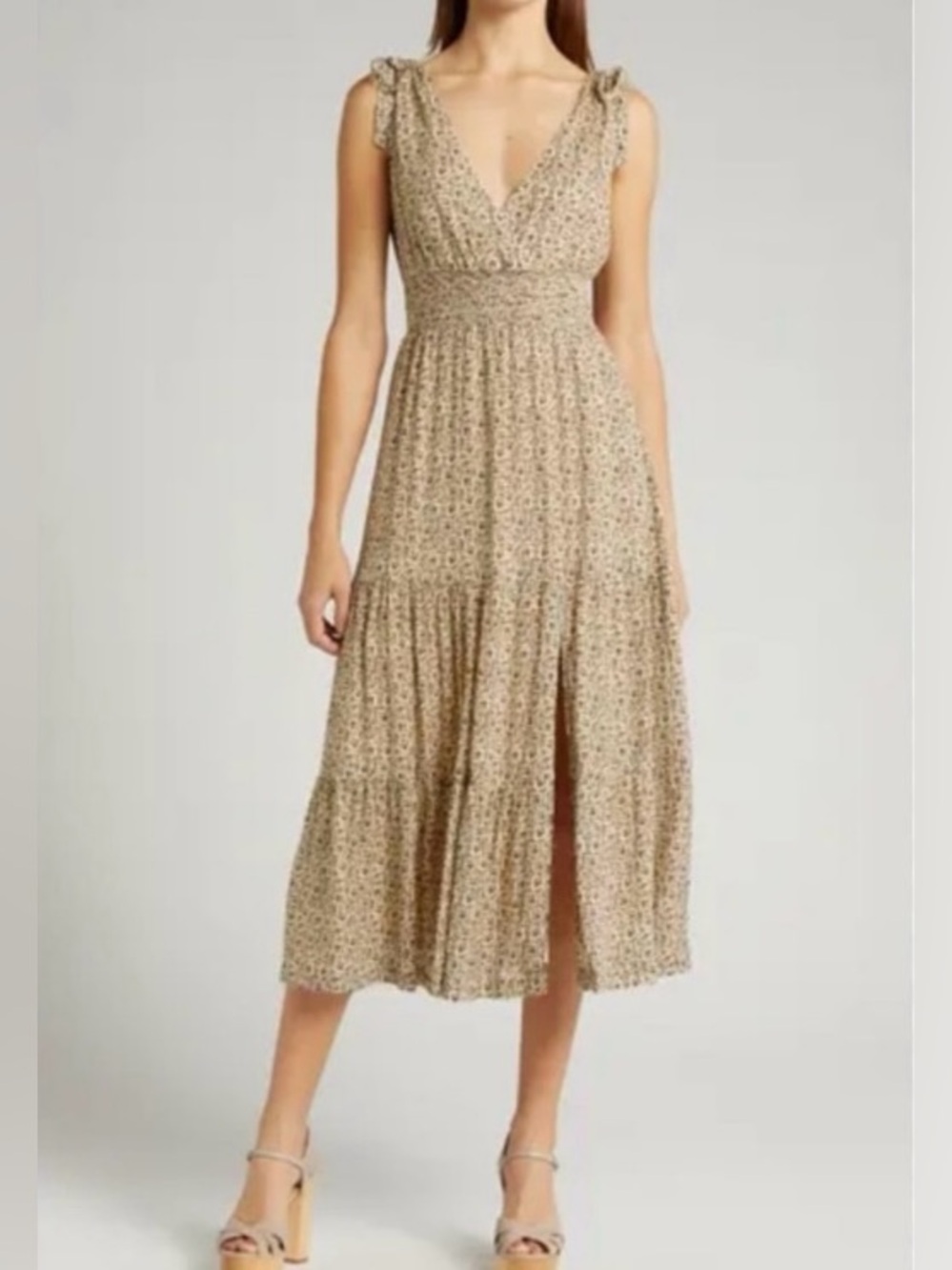 PAIGE Karlissa Floral Linen-Cotton Midi-Dress